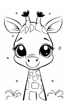 Fat Little Giraffe Sketch Illustration 8.5 X 11 Black and - Etsy