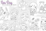 Cute Girl Kids Beauty Treatment Spa Day Cartoon Coloring A