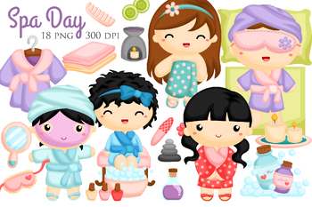 Preview of Cute Girl Kids Doing Spa Day Treatment Relaxing Holiday Illustration Vector Art