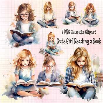 Watercolor Rainbow Library Reading Book Clipart - Lisa Markle Sparkles  Clipart and Graphic Design