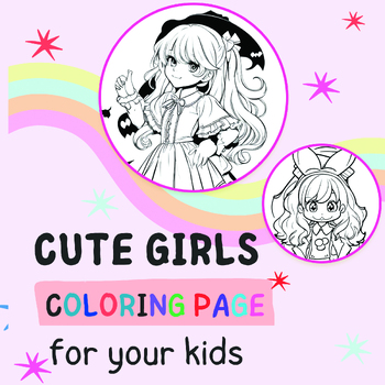 Preview of Cute Girls Coloring Pages - Cute Girls Coloring Sheets for kids