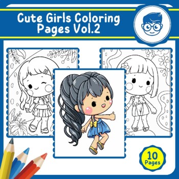 Cute Girls Coloring Pages Vol.2 Graphic by Malamell · Creative Fabrica