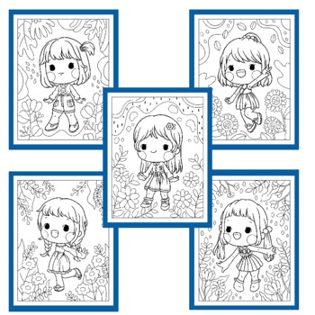 Cute Girls Vol.4 Coloring Pages Graphic by Malamell · Creative Fabrica