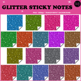 Cute Glitter Sticky Notes Clipart: School Supply Graphics