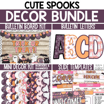 Preview of Cute Halloween Bulletin Board Decor Bundle / Pink Halloween Decor Bundle