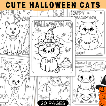 Cute Halloween Cats Coloring Pages by Smart Little Learners | TPT