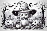 Cute Halloween Coloring Pages Children Coloring book