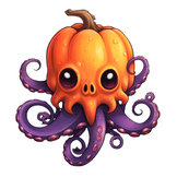 Cute Halloween Pumpkin Octopus Clipart