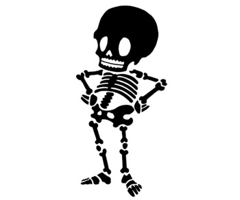 halloween clip art black and white skeleton