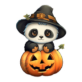 Cute Halloween Witch Panda on a Pumpkin Clipart
