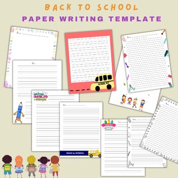 Preview of Cute Handwriting Paper Writing Template Paper School Border Themed