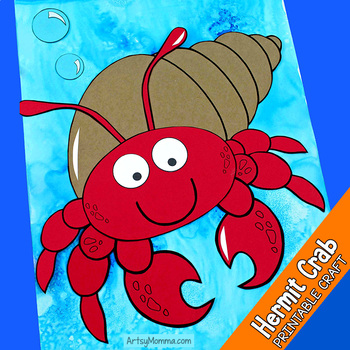 Preview of Cute Hermit Crab Craft with Template