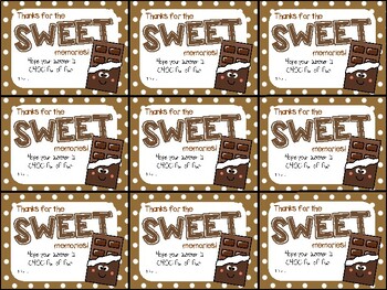 Preview of Cute Hershey's Chocolate Bar End of Year (EOY) Gift Tag