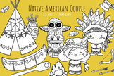 Cute History Native American Indian Couple Art Cartoon Dig