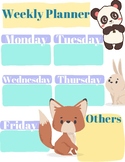 Cute Animals Homework Weekly Planner