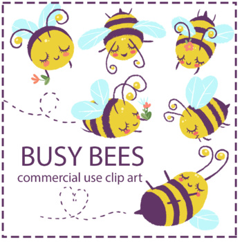 Cute Honey Bee Clipart set - transparent PNG Commercial Use Bees Spring  Clip Art