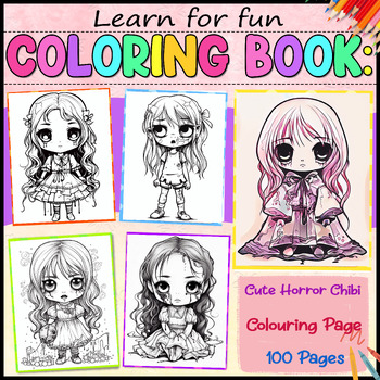 Cute Horror Chibi Colouring Page by Learn for funn | TPT