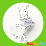 Cute Horse Paper Puppet Coloring Page Printable - Farmyard
