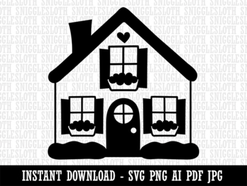Cute House Heart Window Boxes Clipart Instant Digital Download by ...