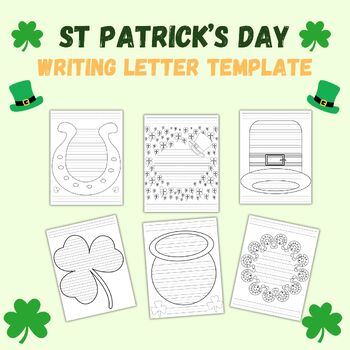 Preview of Cute Irish Theme Printable Handwriting Paper Writing Letter Template Shamrock