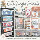 Cute Jungle Animals Safari Classroom Decor Bundle | Editable