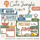Cute Jungle Animals Classroom Labels Bundle | Cute Class D