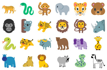 Download Cute Jungle Animals Clip Art Vector Svgs Tigers Monkeys Exotic Animals