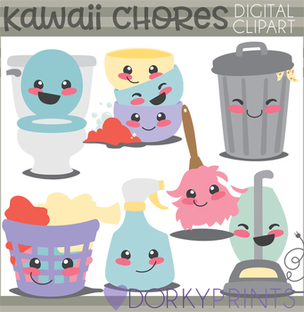Preview of Cute Kawaii Chores Clipart