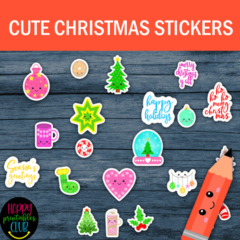 Cute Kawaii Christmas Stickers- Christmas Planner Stickers | TpT