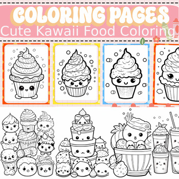 Cute Kawaii Food Coloring Pages by Lear for fun | TPT