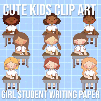 student writing at desk clip art