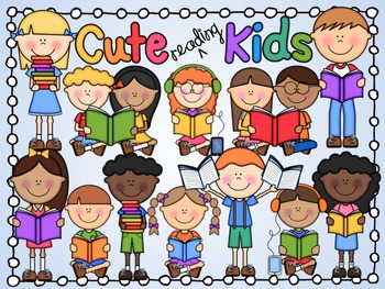 Preview of Cute Kids Reading Clipart
