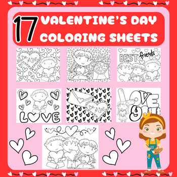 Preview of Cute Kids Valentine's Day Coloring Pages