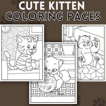 Cute Kitten Coloring Pages for Kids by Daisy Woman | TpT