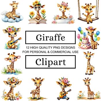 Preview of Cute Little Giraffe Clipart - Sweet Clipart Designs for All Ages