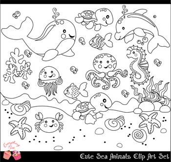 Cute Little Sea Animals Boy Clip Art Set by 1Everything Nice | TPT