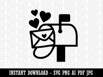 Cute Mailbox with Hearts Clipart Instant Digital Download by Sniggle Sloth