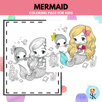 Cute Mermaid Coloring Pages for Kids