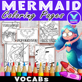 Cute Mermaid Ocean Coloring Pages & Writing Paper Art Acti