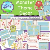 Cute Monster Theme Classroom Décor - lime, coral, baby blu