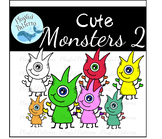 Cute Monsters Clip Art 2:  Monster clip art, Rainbow Color