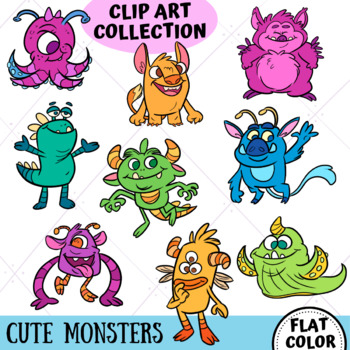 Cute Monsters Clip Art Graphic by Keepinitkawaiidesign · Creative Fabrica
