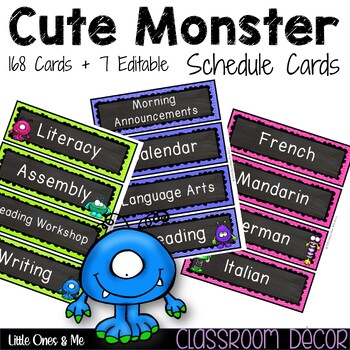 Cute Monsters Schedule Cards Chalkboard Editable by Unique Ideas With Mrs S