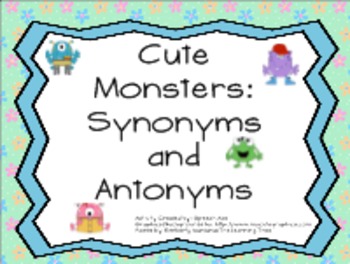 Preview of Cute Monsters: Synonyms and Antonyms SMARTboard Activity
