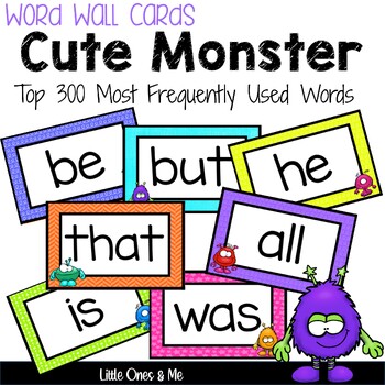 Preview of Cute Monsters Word Wall Cards - Editable