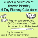 Cute Monthly Themed Planning Calendars - FREE UPDATES