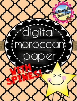 Preview of Cute Moroccan Digital Paper and Spines! Editable!!!