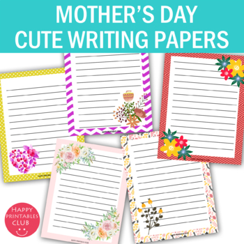 Preview of Cute Mother's Day Writing Paper Template- Mother's Day Writing Templates