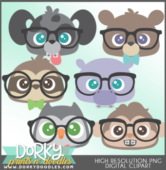 Preview of Cute Nerdy Animals Clipart