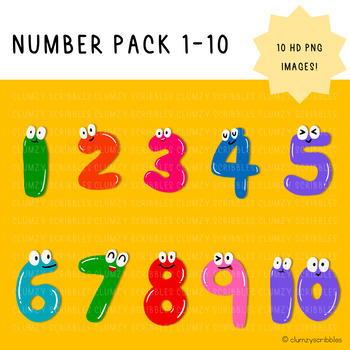 Preview of Cute Numbers 1 to 10 Clipart
